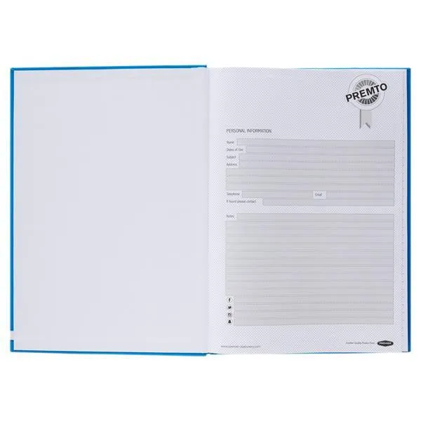 ■ Premto - A4 160pg Hardcover Notebook - Printer Blue