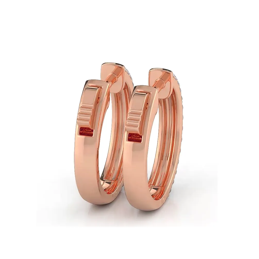 0.50 ctw. Double Row Round Diamond Huggie Style Hoop Earrings