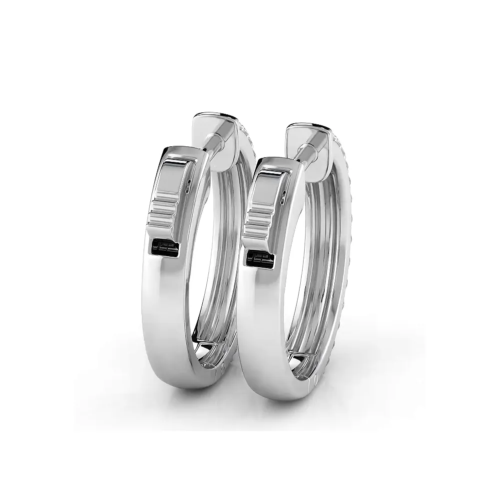 0.50 ctw. Double Row Round Diamond Huggie Style Hoop Earrings