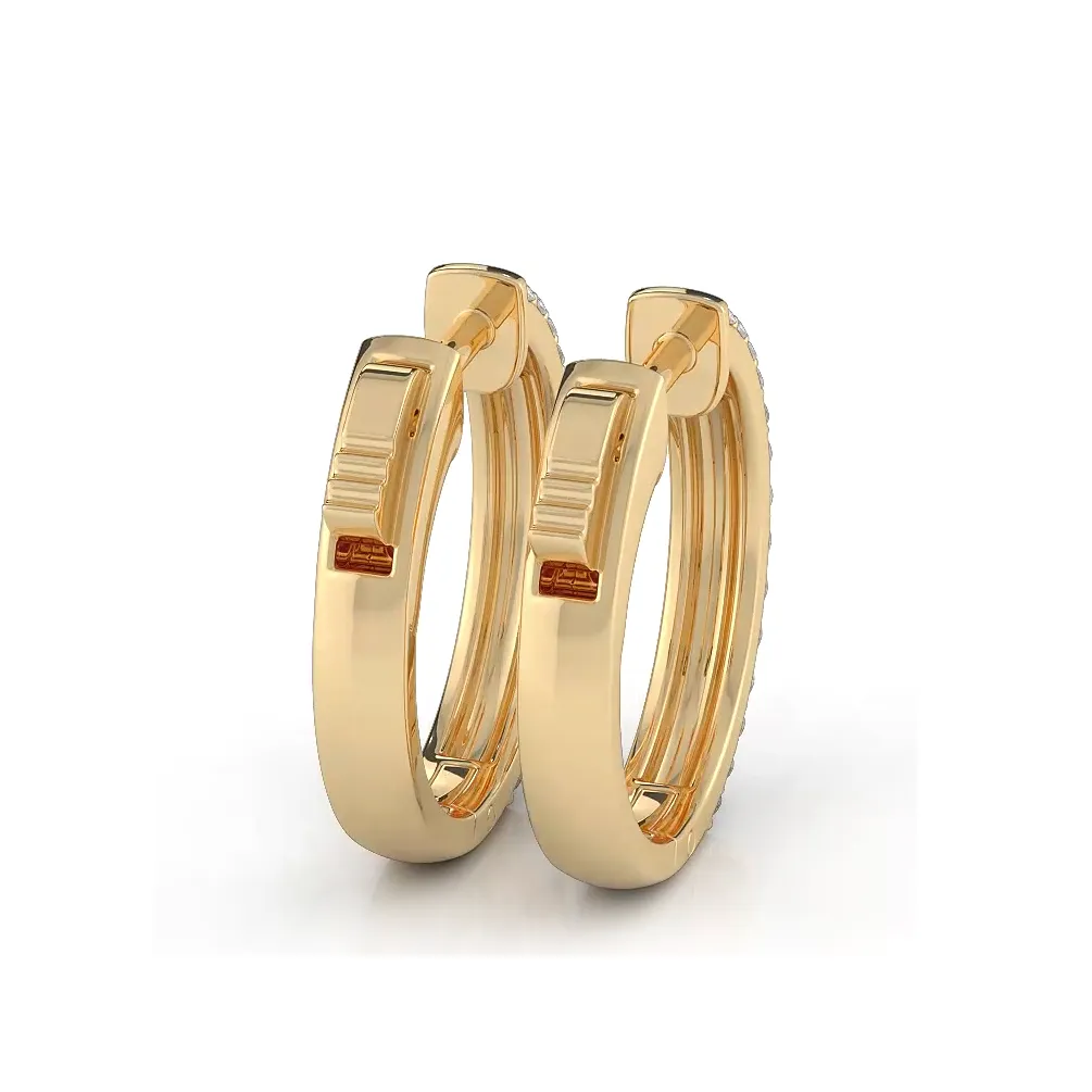 0.50 ctw. Double Row Round Diamond Huggie Style Hoop Earrings