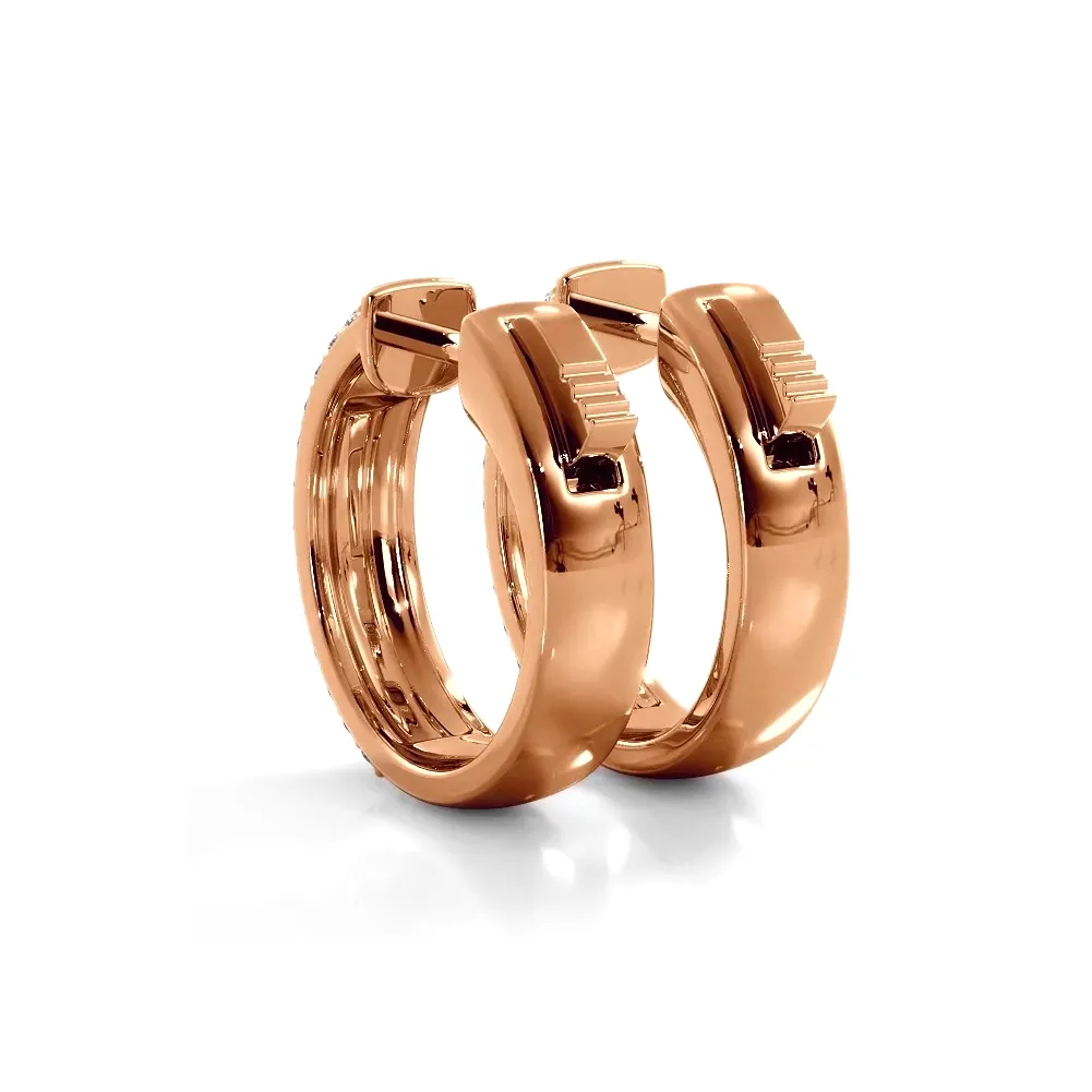 0.70 ctw. Three Row Huggie Diamond Hoop Earrings