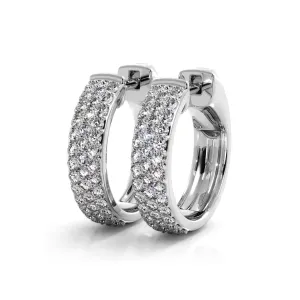 0.70 ctw. Three Row Huggie Diamond Hoop Earrings