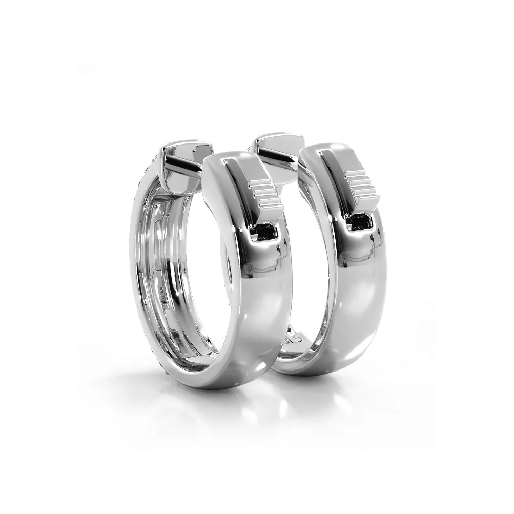 0.70 ctw. Three Row Huggie Diamond Hoop Earrings