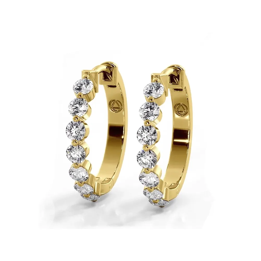 1.0 ctw. Floating Round Diamond Hoop Earrings