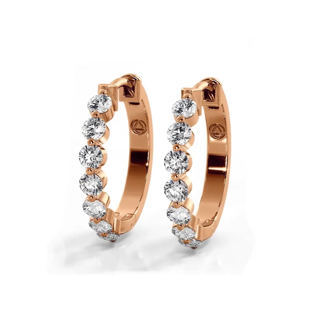 1.0 ctw. Floating Round Diamond Hoop Earrings
