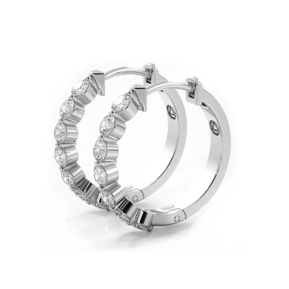 1.0 ctw. Floating Round Diamond Hoop Earrings