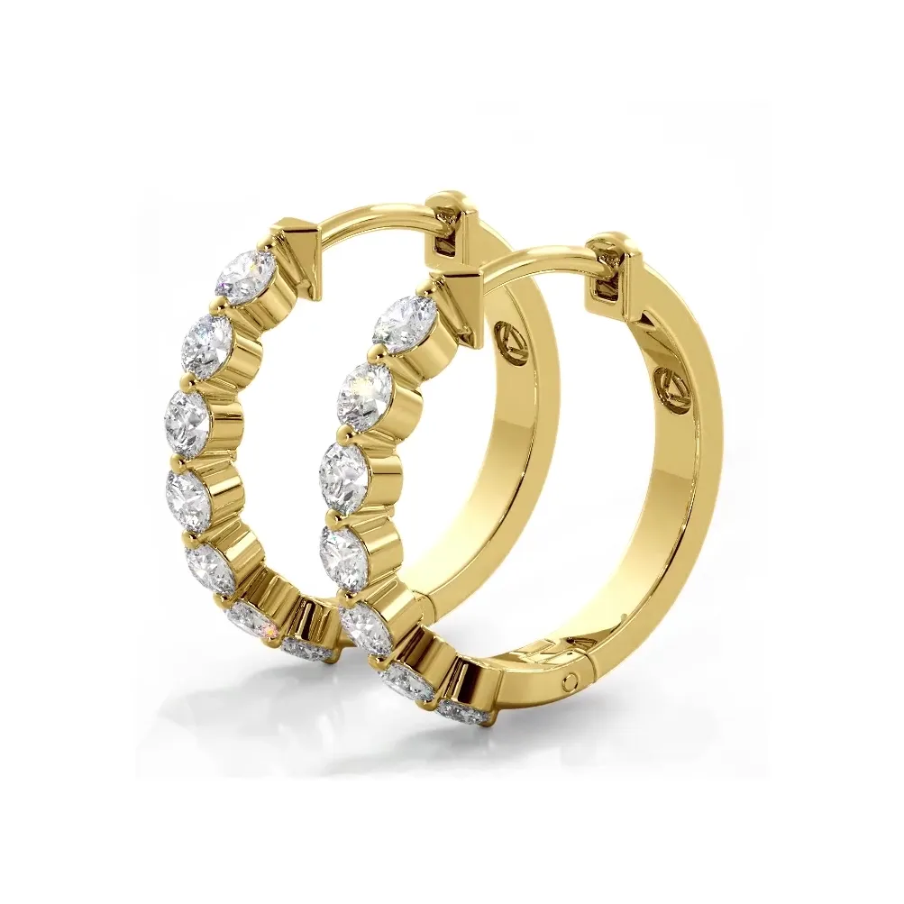 1.0 ctw. Floating Round Diamond Hoop Earrings