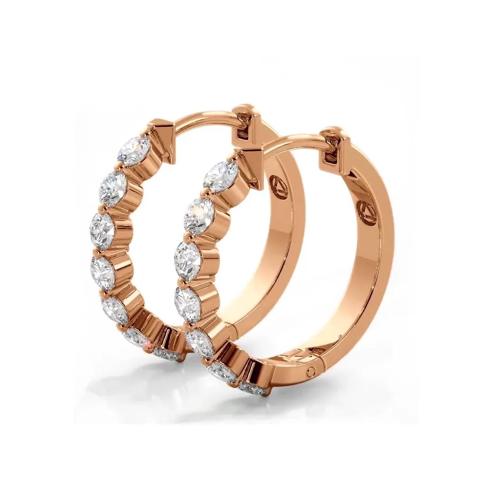 1.0 ctw. Floating Round Diamond Hoop Earrings