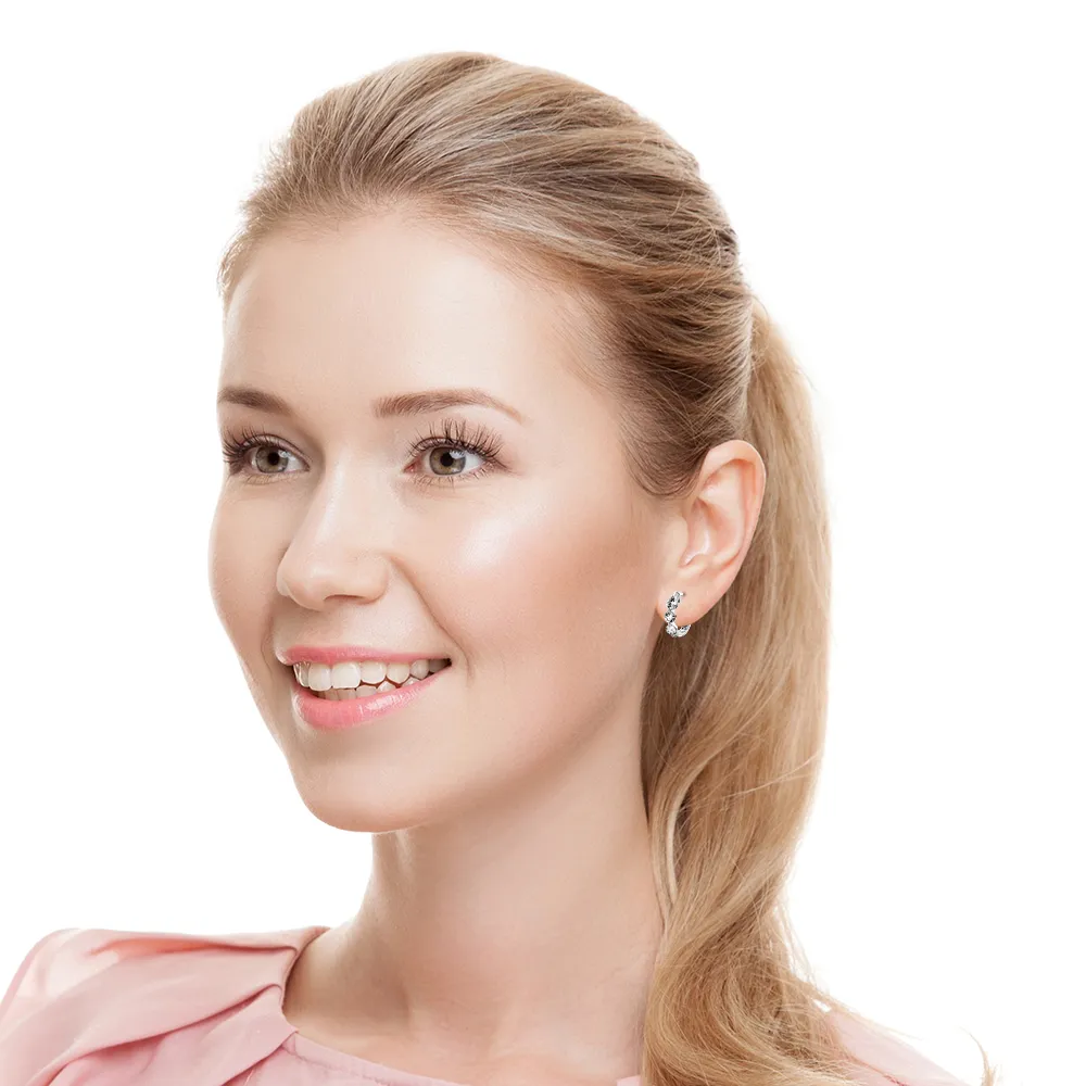 1.0 ctw. Three Stone Floating Round Diamond Hoop Earrings