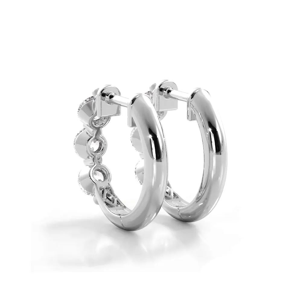 1.0 ctw. Three Stone Floating Round Diamond Hoop Earrings