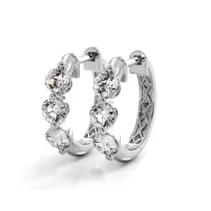 1.0 ctw. Three Stone Floating Round Diamond Hoop Earrings