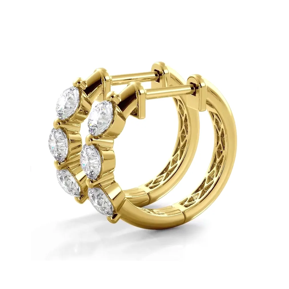 1.0 ctw. Three Stone Floating Round Diamond Hoop Earrings