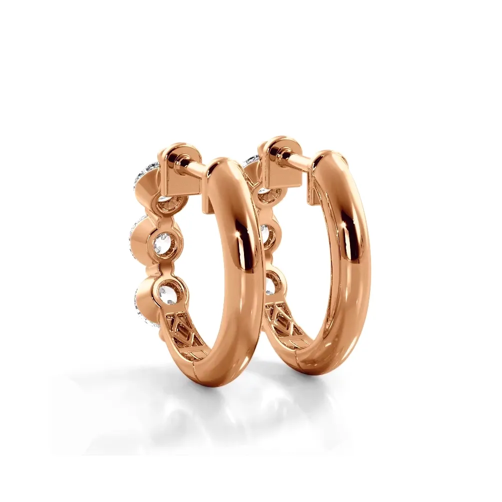1.0 ctw. Three Stone Floating Round Diamond Hoop Earrings