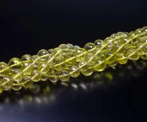 10 inches , 10mm, Lemon Quartz Faceted Round Beads Necklace, Quartz Beads
