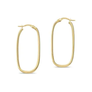 10K round polished vertical hoop earrings