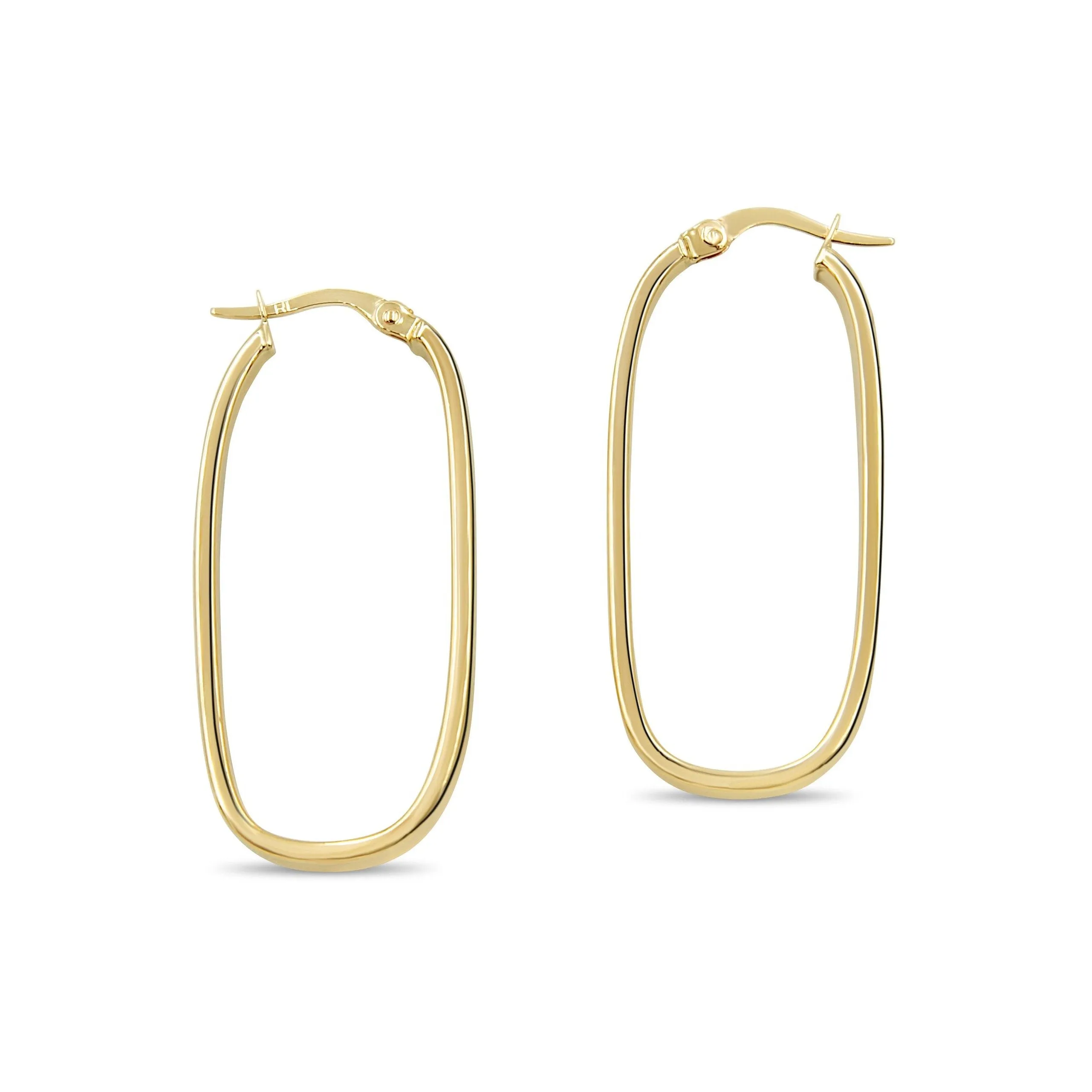 10K round polished vertical hoop earrings