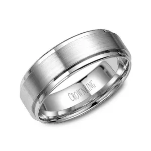 10K White Gold (7mm) Brushed Center Wedding Band