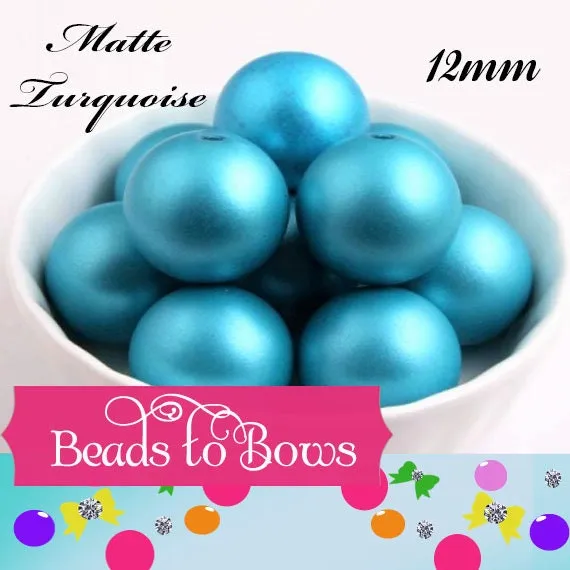 12mm Matte Turquoise  Bubblegum Pearl Beads, Gumball Beads, Pearl Beads, Bubblegum Pearls, Beading Supply, Jewelry Supply