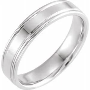14K White 5 mm Grooved Band Size 11
