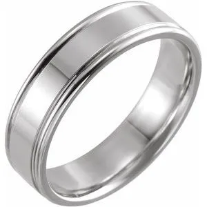14K White 6 mm Grooved Band Size 10.5
