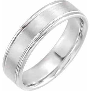14K White 6 mm Grooved Band Size 7