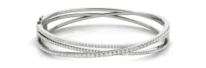 14K White Gold Diamond Criss Cross Bangle (2.25ctw)