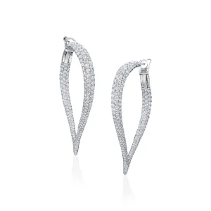 14K White Gold Diamond Pave Tapered Teardrop Earrings