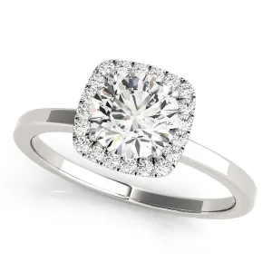 14K White Gold Lab-Grown Round Brilliant Cushion Halo Engagement Ring - Options Available