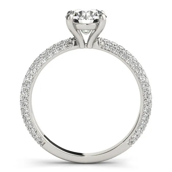 14K White Gold Lab-Grown Round Brilliant Diamond Engagement Ring With Three Sided Micropave