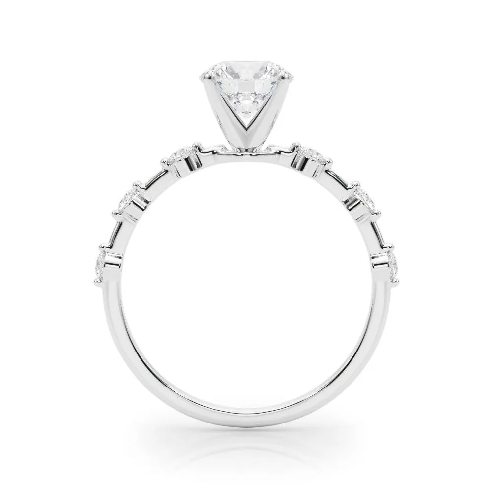 14K White Gold Lab-Grown Round Brilliant Diamond Scattered Diamond Engagement Ring