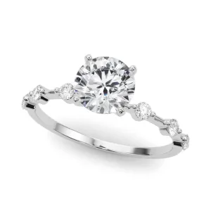 14K White Gold Lab-Grown Round Brilliant Diamond Scattered Diamond Engagement Ring