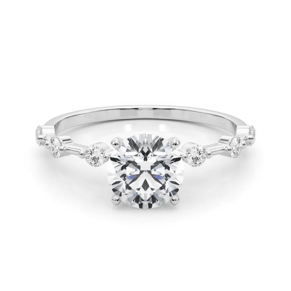 14K White Gold Lab-Grown Round Brilliant Diamond Scattered Diamond Engagement Ring