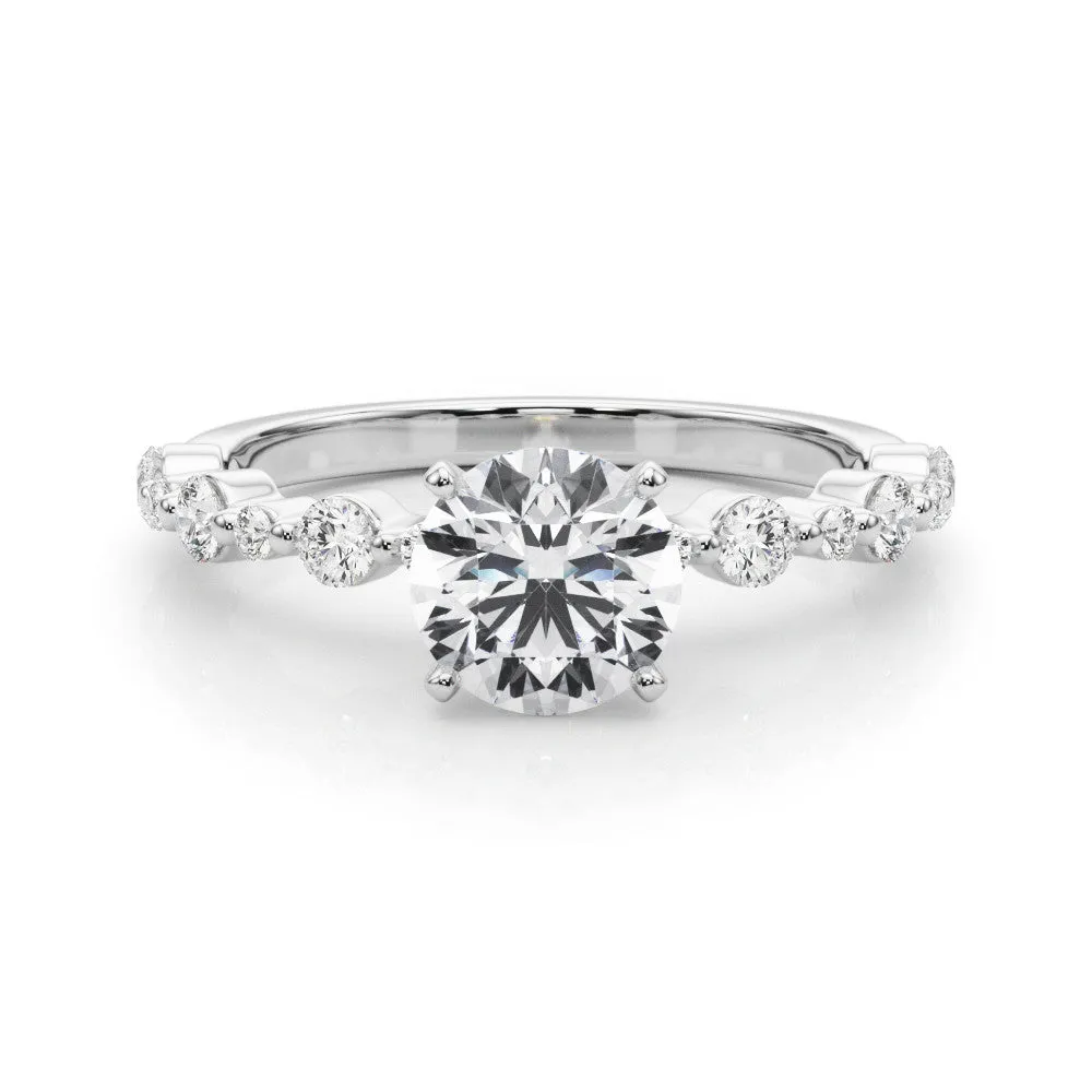 14K White Gold Lab-Grown Round Brilliant Diamond Shared Prong Engagement Ring - Options Available