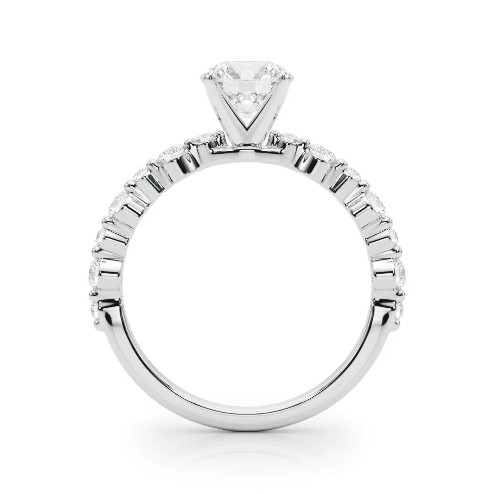 14K White Gold Lab-Grown Round Brilliant Diamond Shared Prong Engagement Ring - Options Available