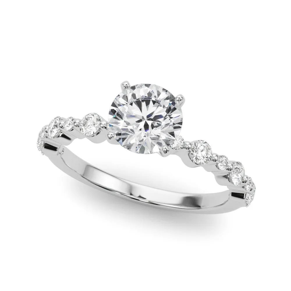 14K White Gold Lab-Grown Round Brilliant Diamond Shared Prong Engagement Ring - Options Available