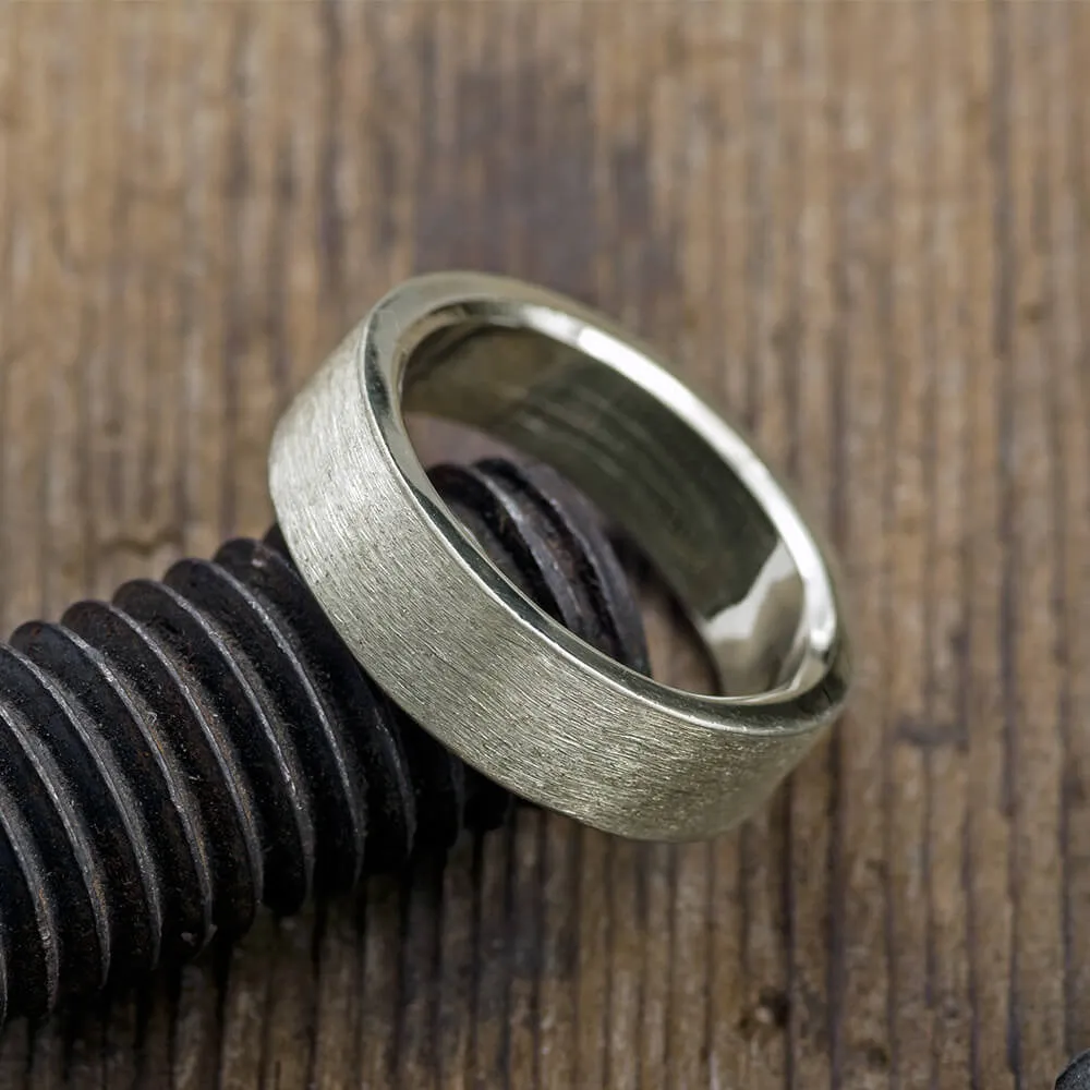 14k White Gold Men's Band Brushed Matte 6mm