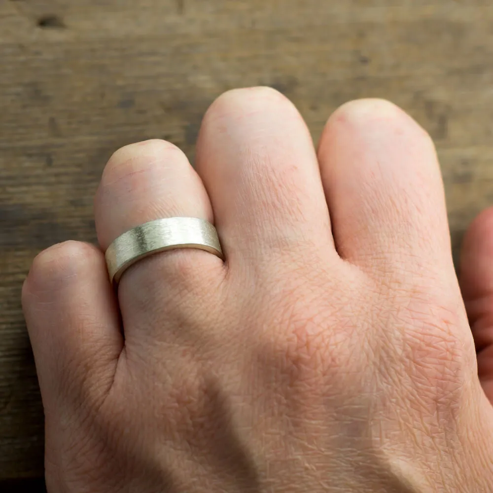14k White Gold Men's Band Brushed Matte 6mm