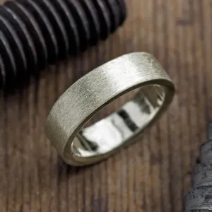 14k White Gold Men's Band Brushed Matte 6mm