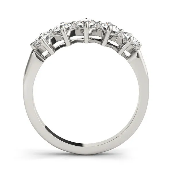 14K White Gold Round Brilliant Diamond 5 Stone Wedding Ring (.75ctw)