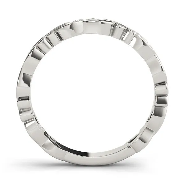 14K White Gold Round Brilliant Diamond Accented Vine Inspired Wedding Ring (.06ctw)