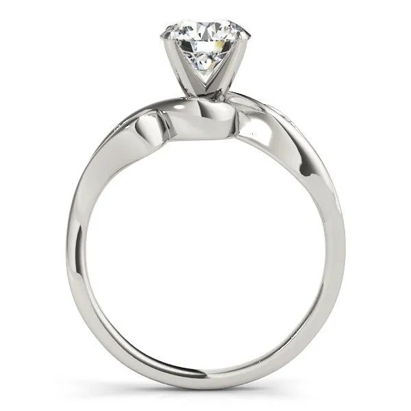 14K White Gold Round Brilliant Diamond Bypass Engagement Ring With Diamond Accents