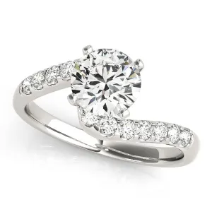 14K White Gold Round Brilliant Diamond Bypass Engagement Ring With Pave Accents (1.25ctw)