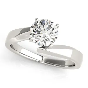 14K White Gold Round Brilliant Diamond Bypass Engagement Ring
