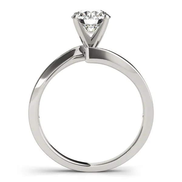 14K White Gold Round Brilliant Diamond Bypass Engagement Ring