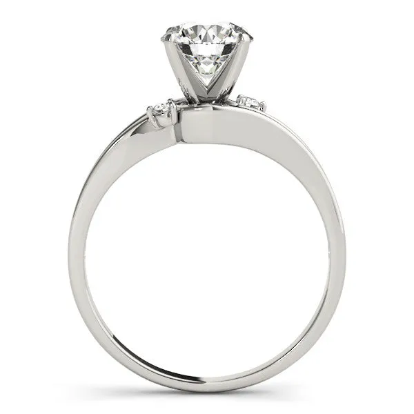 14K White Gold Round Brilliant Diamond Bypass Solitaire Engagement Ring