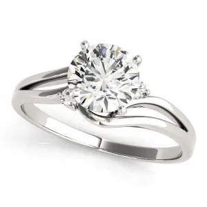 14K White Gold Round Brilliant Diamond Bypass Solitaire Engagement Ring
