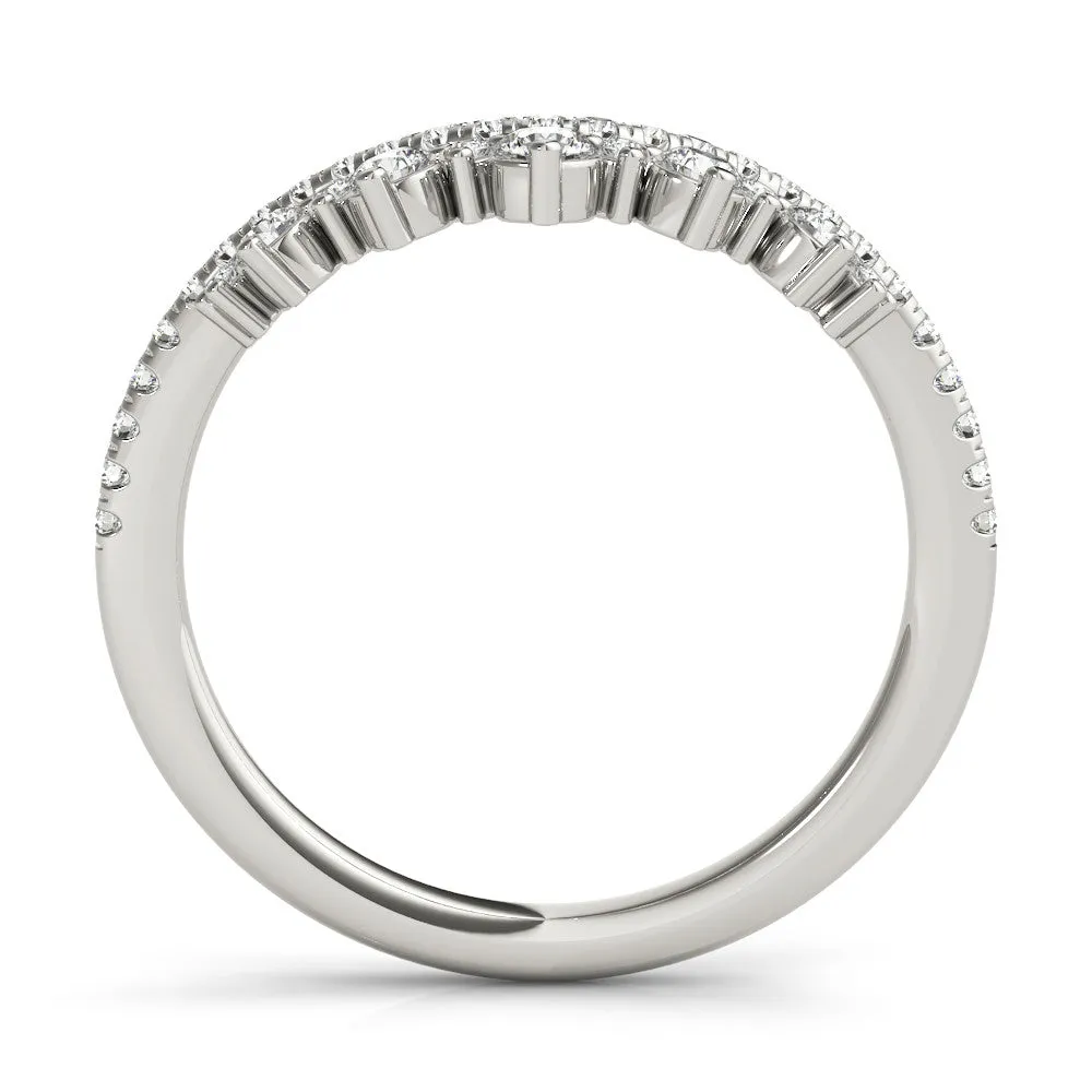 14K White Gold Round Brilliant Diamond Curved Wedding Ring (.38ctw)