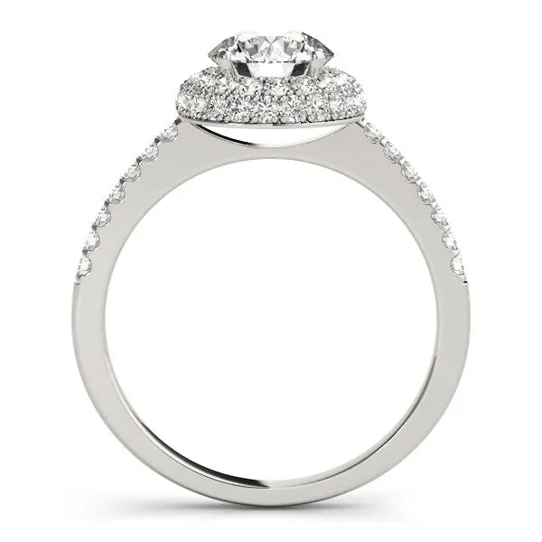 14K White Gold Round Brilliant Diamond Double Halo Engagement Ring With Pave Accents (1.50ctw)