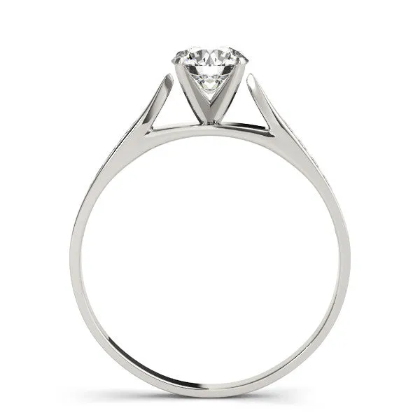 14K White Gold Round Brilliant Diamond Engagement Ring With Channel Diamond Accents