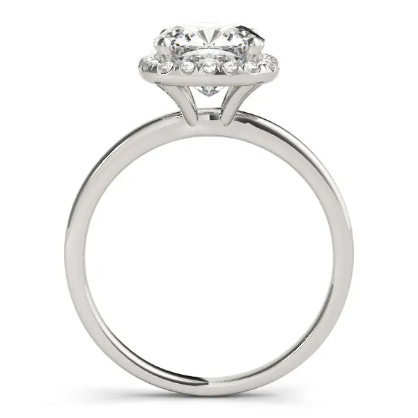 14K White Gold Round Brilliant Diamond In Cushion Halo Engagement Ring (1.10ctw)